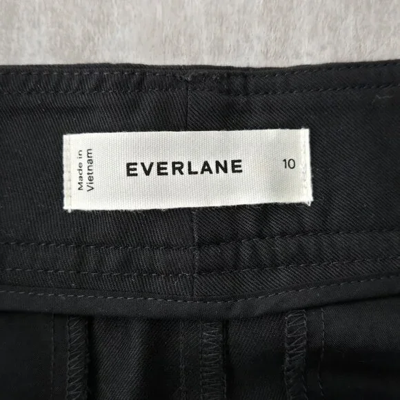 Everlane Dress Pants 10 Black Minimalist Straight Relaxed High Waisted Trousers - Picture 8 of 12